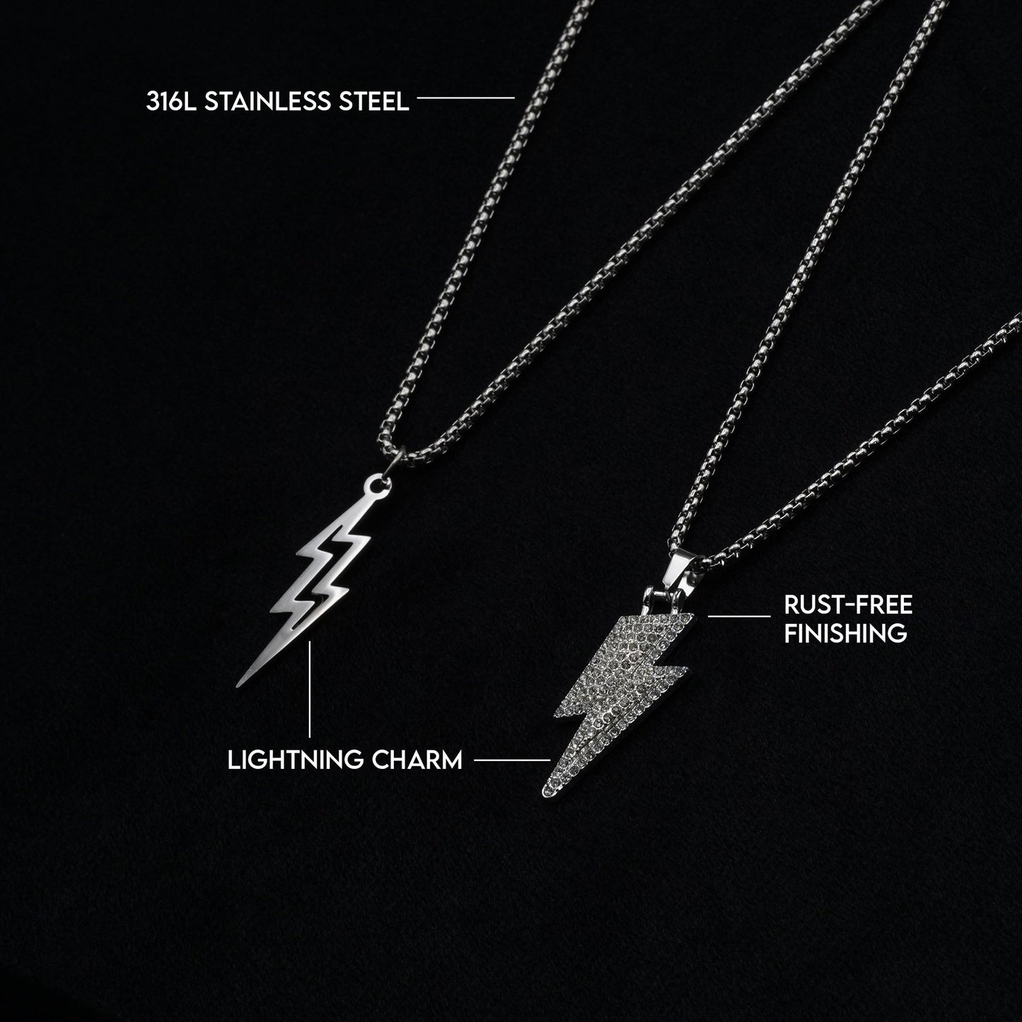 Lightning Bolt With Crystal Accents Pendant